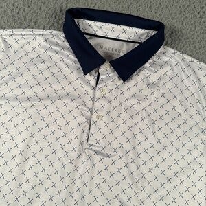 Maelreg Performance Polo Shirt Mens XL Blue White Golf Club‎ Print Athletic